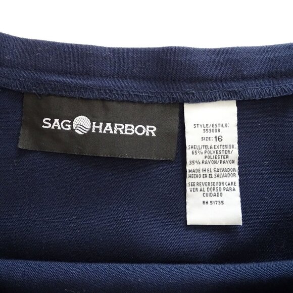 Vintage Sag Harbor Navy Blue 2 pc Blazer and Skirt Suit Set Women Size 16 Work - Picture 8 of 16